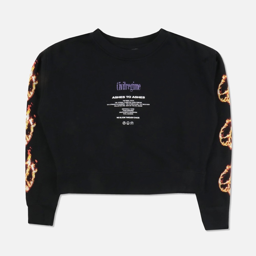 Civil Regime Peace of Us Cropped Crewneck in Black